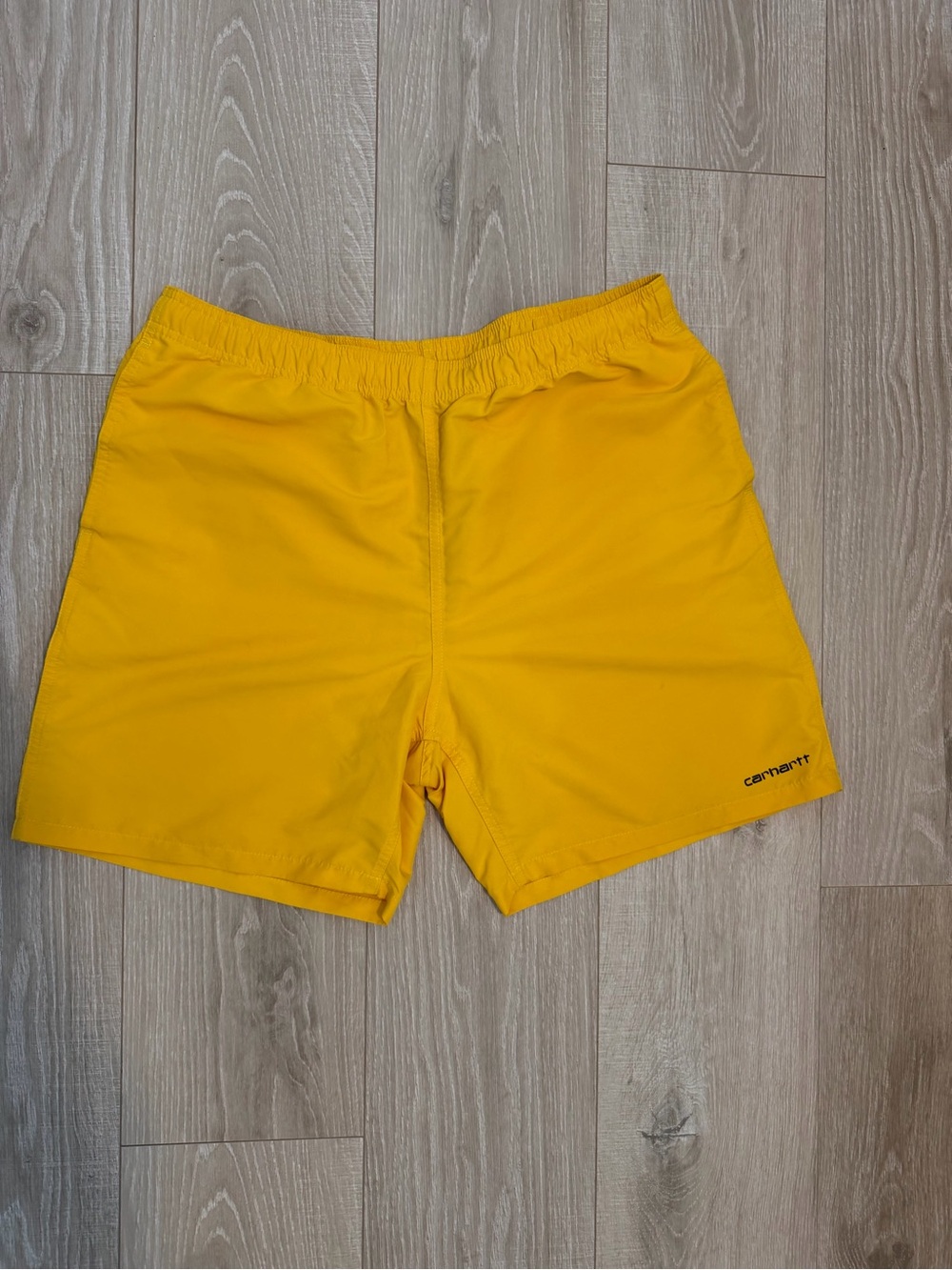 Carhartt WIP Island Yellow Swim/Active Shorts with Black Logo